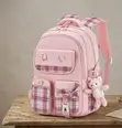 Girls Pink Preppy Plaid Backpack - 2