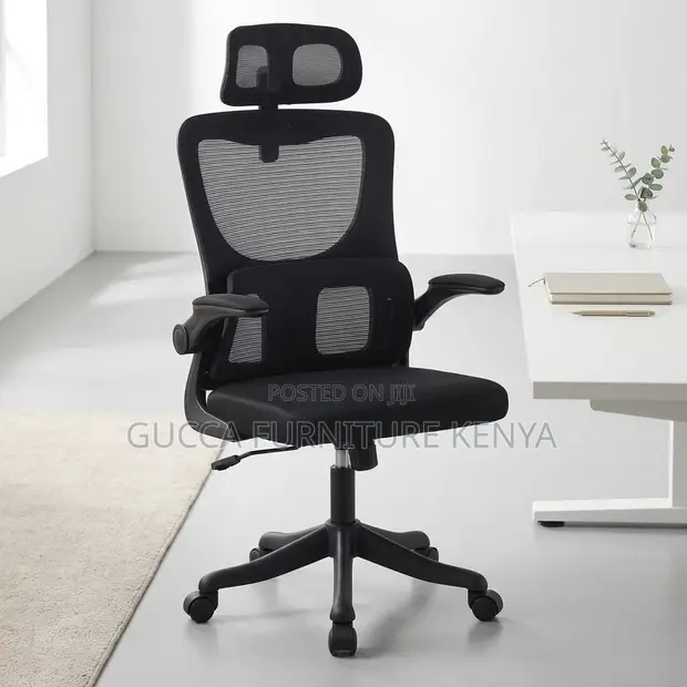 Kiti Nyeusi cha Ofisi cha Mesh chenye Ergonomic na Kinachoweza Kurekebishwa - 1