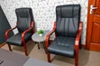 Executive Leather Visitor Chairs with Wooden Arms - Set of 2 - 1