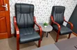 Executive Leather Visitor Chairs with Wooden Arms - Set of 2 - 2
