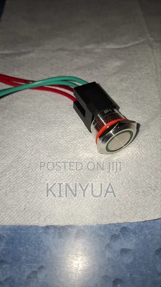 22mm Stainless Steel Self-Locking Push Button (Green LED) - 1