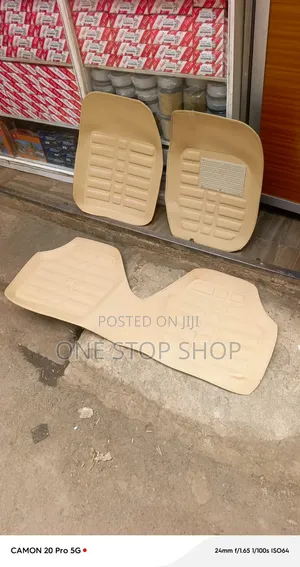 Universal Beige Leatherette Deep Dish 3pc Floor Mats for 5-Seater Cars