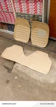 Universal Beige Leatherette Deep Dish 3pc Floor Mats for 5-Seater Cars - 1