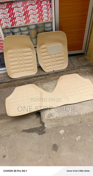 3pc Beige Deep Dust Car Floor Textured Synthetic Leatherette Mats