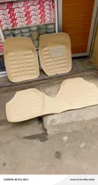 3pc Beige Deep Dust Car Floor Textured Synthetic Leatherette Mats - 1