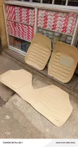 3pc Beige Deep Dust Car Floor Textured Synthetic Leatherette Mats - 3