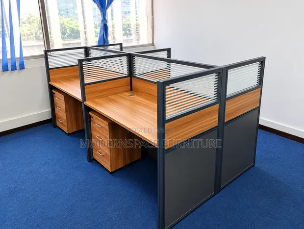 Modern 4-Seater Office Workstation with Drawers - 1