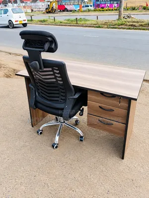 Brown Executive Office Desk with Ergonomic Chair