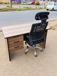 Dawati la Ofisi la Brown Executive na Kiti cha Ergonomic - 2