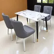 Modern Marble-Effect Dining Table with 4 Chairs - 2