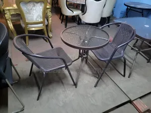 Outdoor Patio Table & 2 Chairs Set - Glass Top
