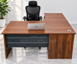 Brown L-Shaped Executive Office Desk