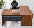 Brown L-Shaped Executive Office Desk - 1