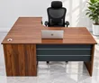 Brown L-Shaped Executive Office Desk - 5