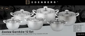 12pc Edenburg Stainless Steel Cookware Set