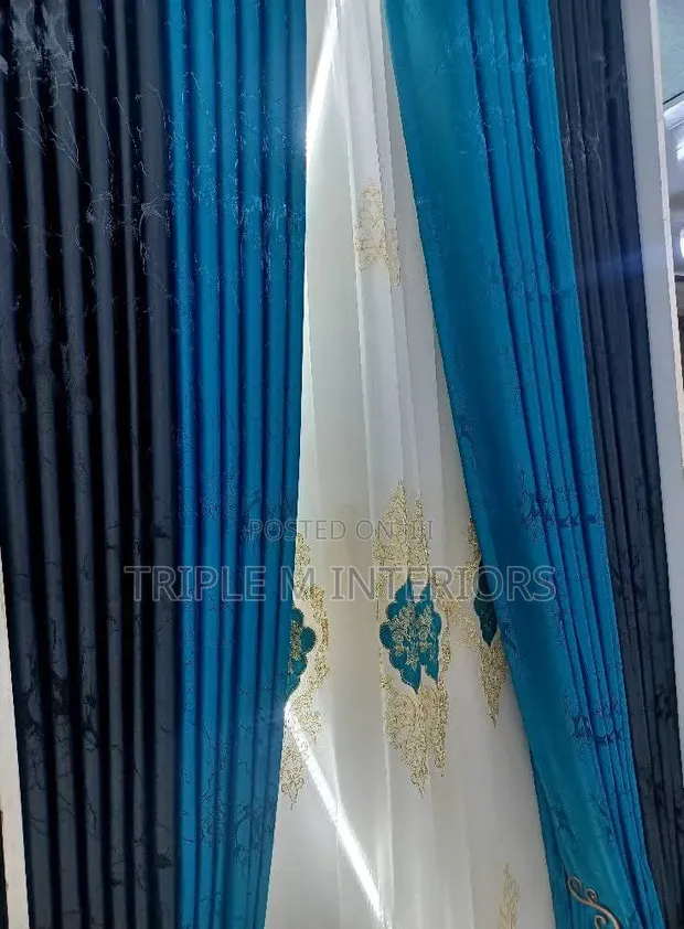 Luxury Modern Blue/Light Blue Curtains - 1
