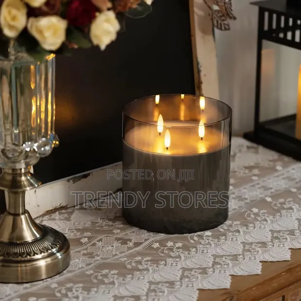 3-Wick LED Candle with Real Flame Effect - 1