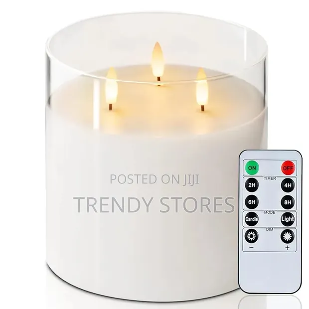 3-Wick LED Candle with Real Flame Effect - 1