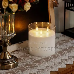 Mshumaa wa LED wa 3-Wick na Athari ya Moto Halisi - Grey