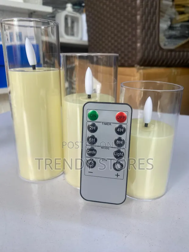 3-Piece LED Glass Jar Candle Set with Remote - 1