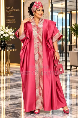 Color Blocked Kaftan Dress with Kofia