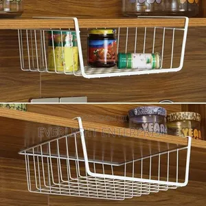Metallic Under Shelf Mesh Rack Cabinet Organizer - White