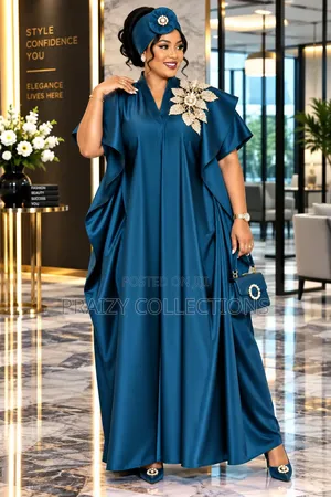 Kaftan Rahisi ya Rangi Moja na Kofia Yake - Free Size