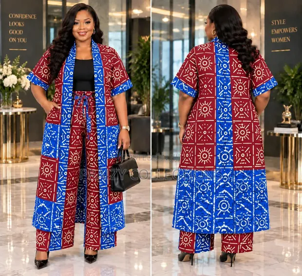 Set Mpya ya Kimono na Pant za Ankara 2pc - 1