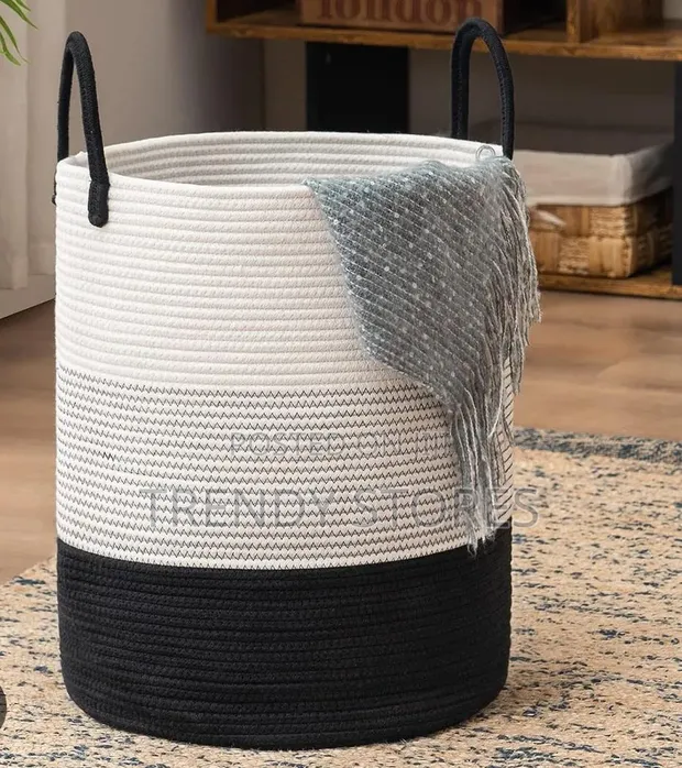 Heavy Woven Rope Laundry Basket - 58L - 1