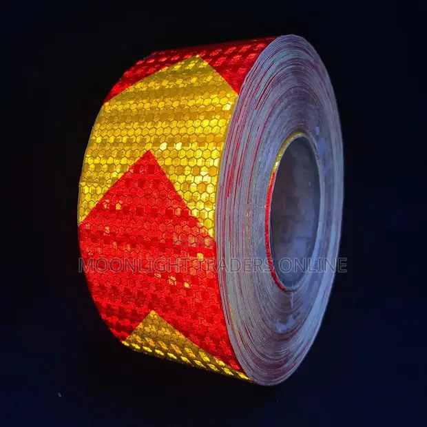 Yellow Red Reflective Sticker - 2 Inch x 50 Metres - 1