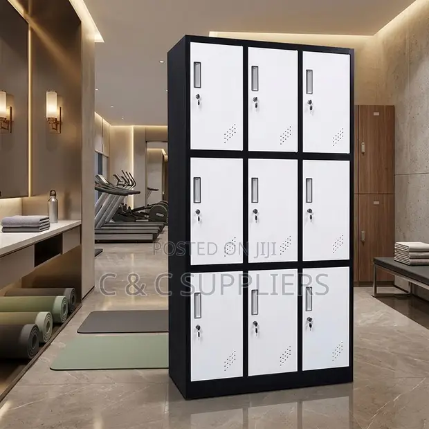 9-Door Gray Metallic File Locker - 1
