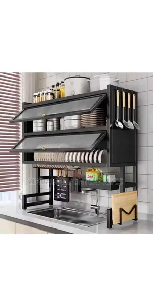 2-Layer Over-Sink Dish Rack with Glass Acrylic Cover