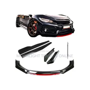 Black Red Bumper Lip with Side Skirts (Universal Set)