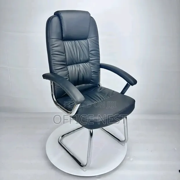 Executive Visitor Chair - Black Leather - 1