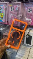 Transparent iPhone 17 Pro Max Metal Stand Case na Orange - 2