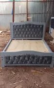 Elegant Gray Velvet Button-Tufted Bed Frame (5x6) - 2