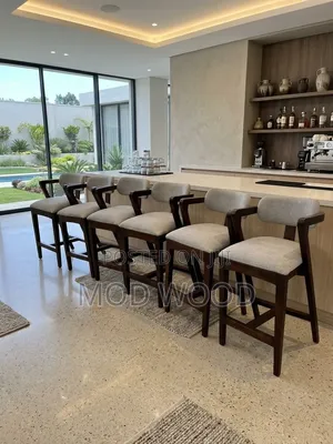 Oslo Solid Walnut & Grey Linen Mid-Century Modern Bar Stool