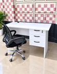 Office Desk and Swivel Mesh Chair Set - White - 3