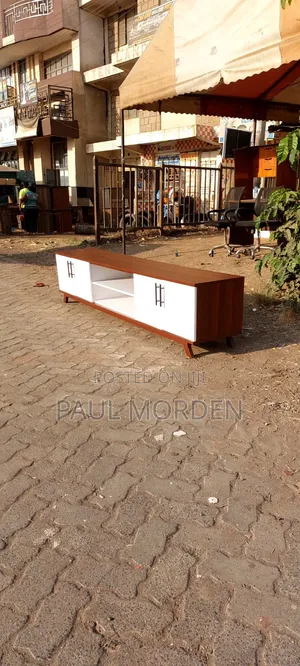 6 Feet White & Brown Wooden Modern TV Stand