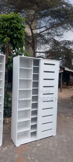 Modern Wooden Shoe Cabinet - 6 Shelves