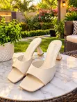 Open Heeled Sandals - Beige - 1