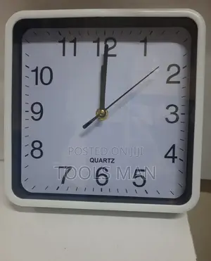 Square Wall Clock - White Dial, Silent Quartz
