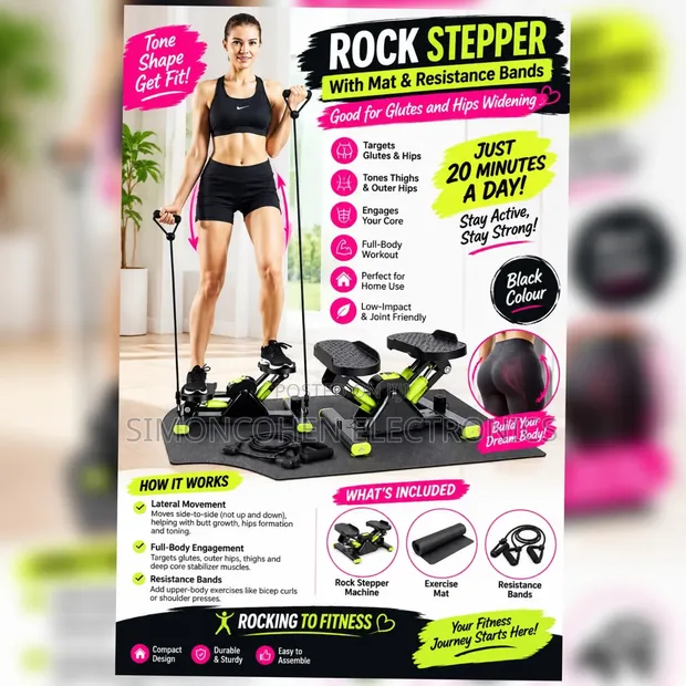 Rock Stepper na Mkeka na Resistance Bands - 1