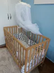 Wooden Baby Crib with Wheels - Peekaboo - 1