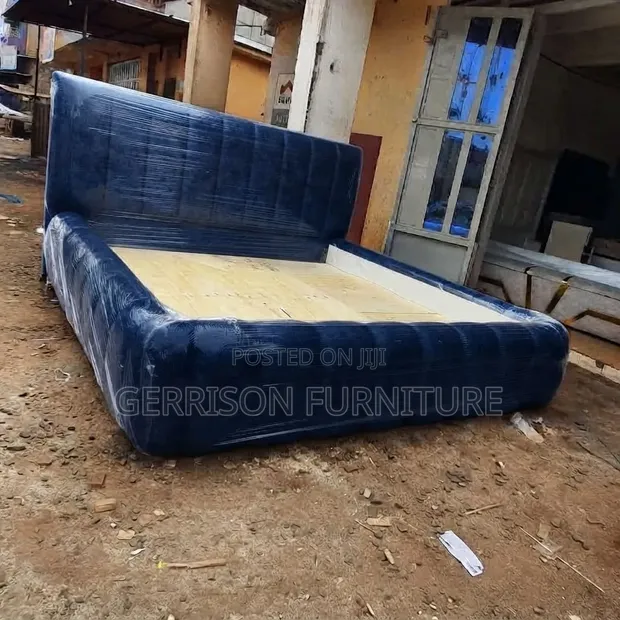 Luxury 5x6 Navy Blue Bubble Bed Frame - 1