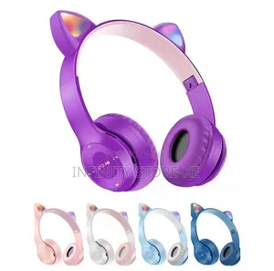 Kids Wireless Headphones with Cat Ear Design & LED