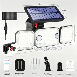 Mwanga wa Usalama wa Solar wa LED 120 wenye Vichwa 3