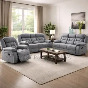Seti ya Sofa ya Recliner ya Watu 6 Imara - Kijivu