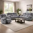 Seti ya Sofa ya Recliner ya Watu 6 Imara - Kijivu - 1