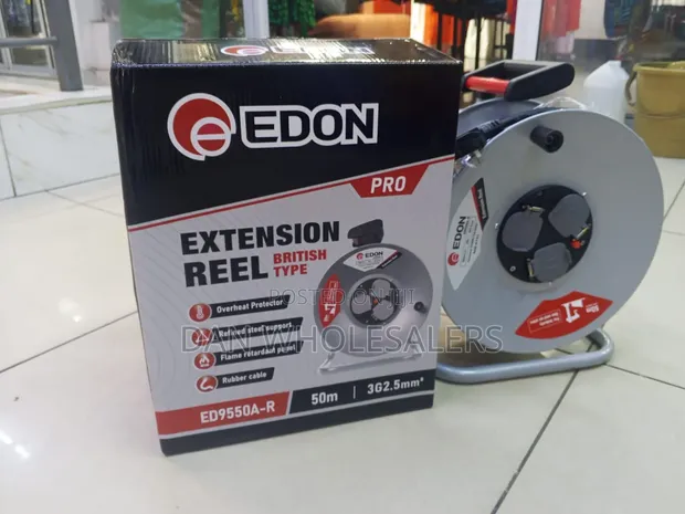 EDON Cable Reel Extension 50m 3G2.5mm na Stand ya Kushikilia - 1